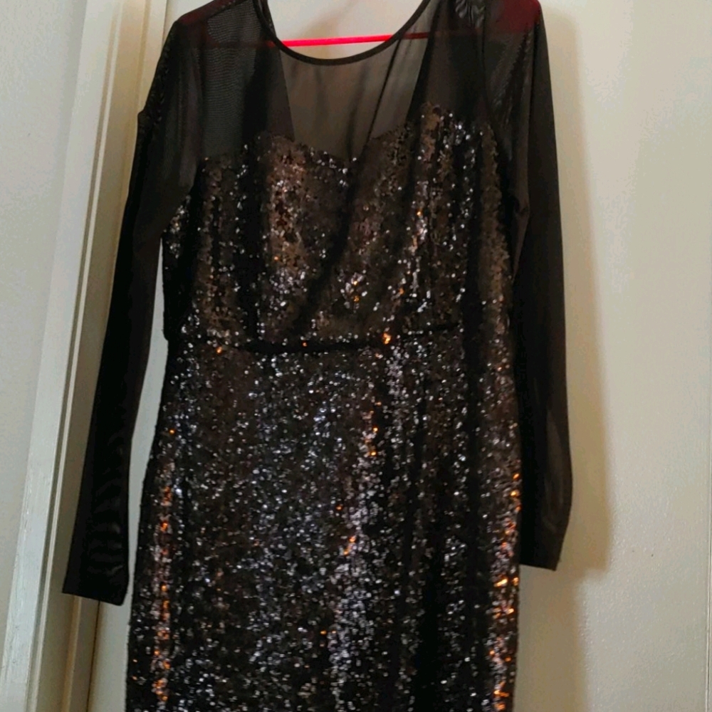 Black mid legnth sequin dress